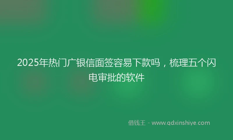 2025年热门广银信面签容易下款吗，梳理五个闪电审批的软件
