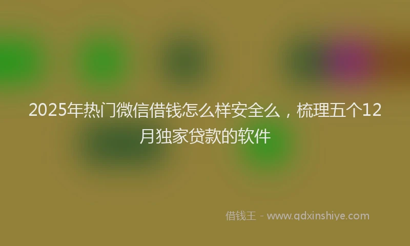 2025年热门微信借钱怎么样安全么，梳理五个12月独家贷款的软件