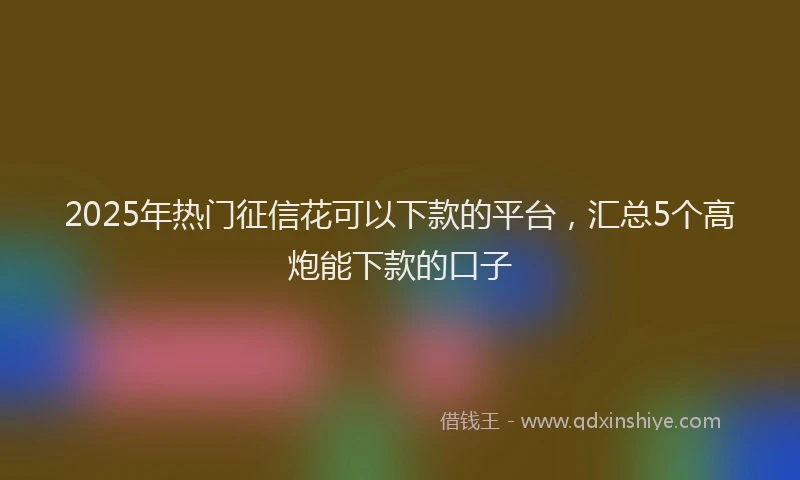 2025年热门征信花可以下款的平台，汇总5个高炮能下款的口子