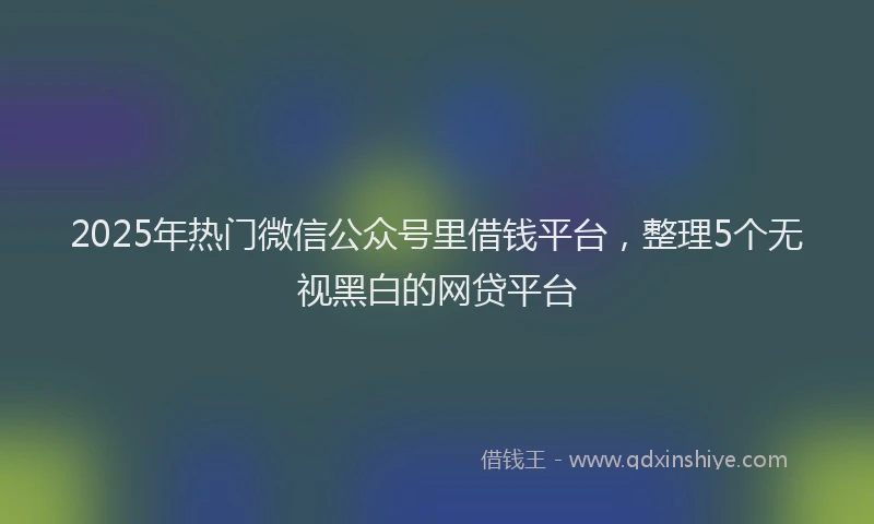 2025年热门微信公众号里借钱平台，整理5个无视黑白的网贷平台