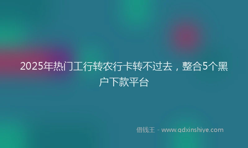 2025年热门工行转农行卡转不过去，整合5个黑户下款平台