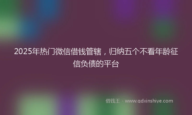 2025年热门微信借钱管辖，归纳五个不看年龄征信负债的平台