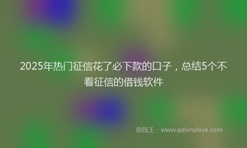 2025年热门征信花了必下款的口子，总结5个不看征信的借钱软件