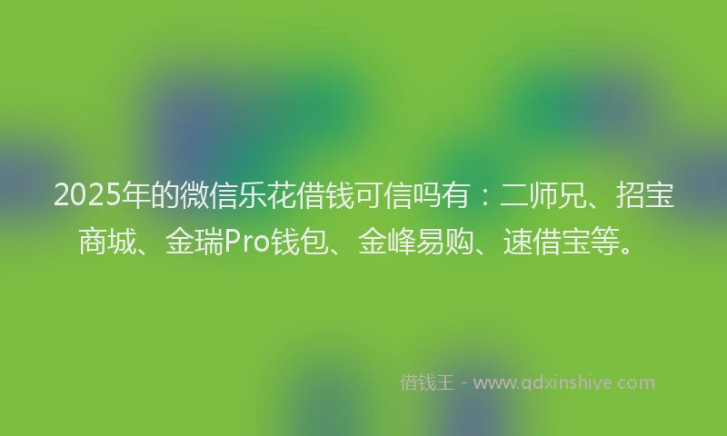 2025年的微信乐花借钱可信吗有：二师兄、招宝商城、金瑞Pro钱包、金峰易购、速借宝等。