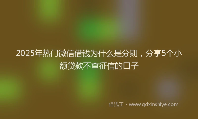 2025年热门微信借钱为什么是分期，分享5个小额贷款不查征信的口子