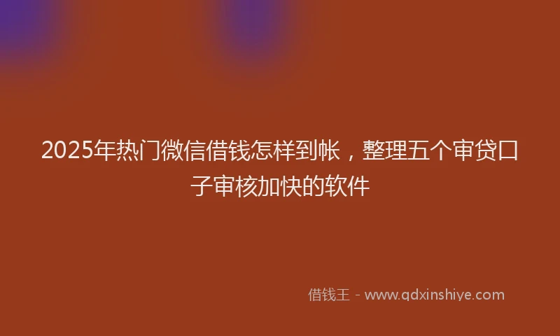 2025年热门微信借钱怎样到帐，整理五个审贷口子审核加快的软件