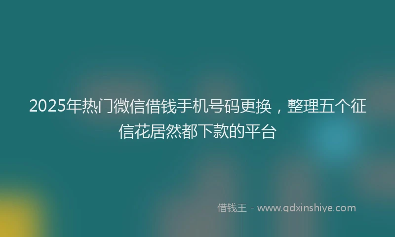 2025年热门微信借钱手机号码更换，整理五个征信花居然都下款的平台