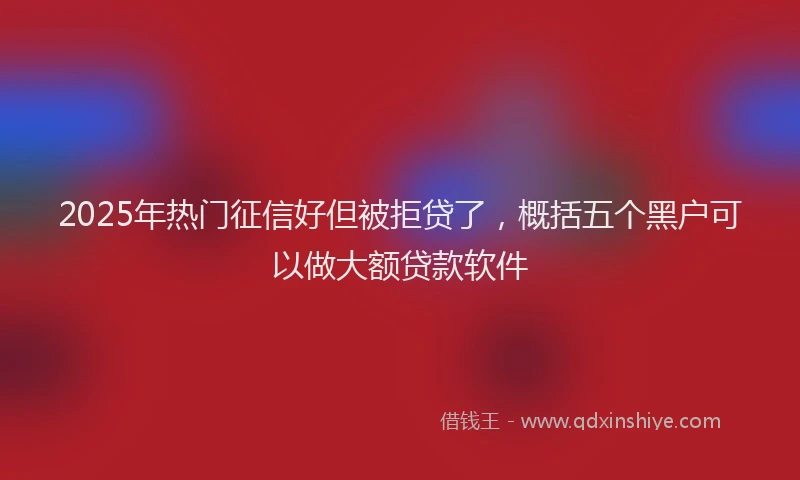 2025年热门征信好但被拒贷了，概括五个黑户可以做大额贷款软件