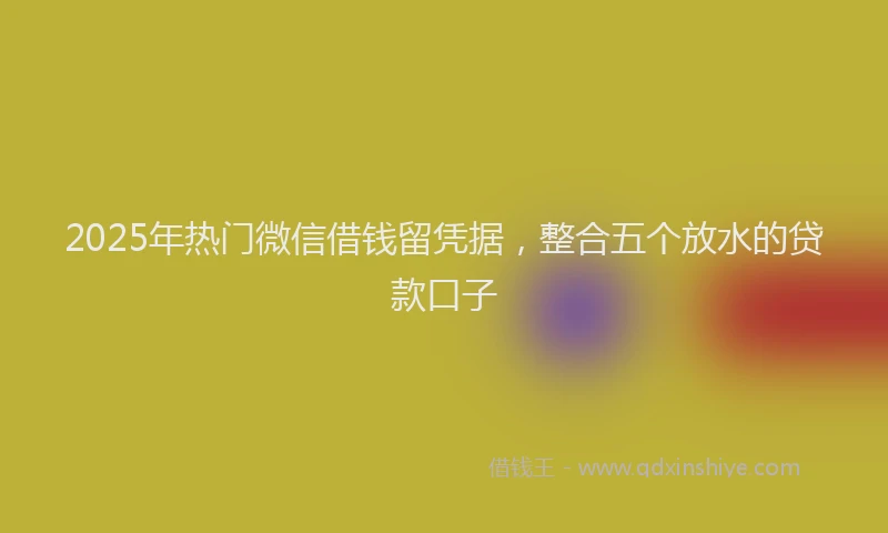 2025年热门微信借钱留凭据，整合五个放水的贷款口子