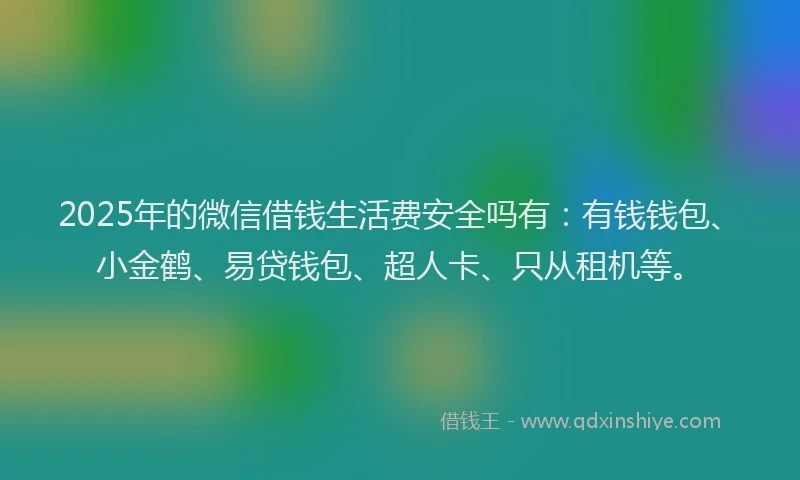 2025年的微信借钱生活费安全吗有：有钱钱包、小金鹤、易贷钱包、超人卡、只从租机等。