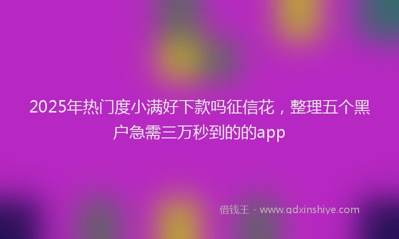 2025年热门度小满好下款吗征信花，整理五个黑户急需三万秒到的的app