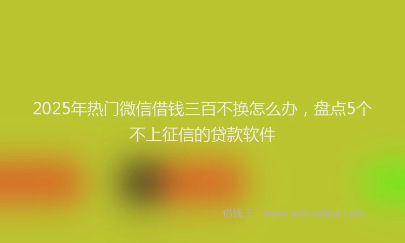2025年热门微信借钱三百不换怎么办，盘点5个不上征信的贷款软件