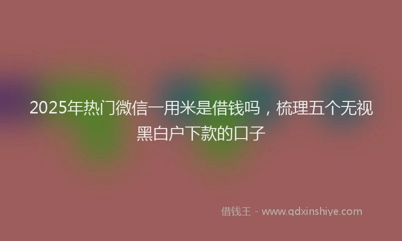 2025年热门微信一用米是借钱吗,梳理五个无视黑白户下款的口子