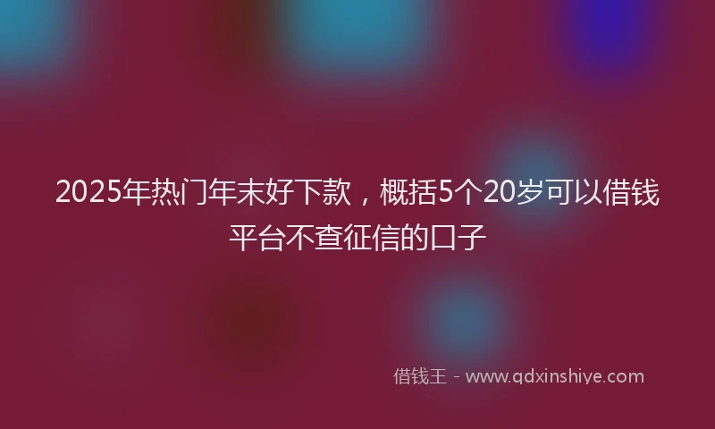 2025年热门年末好下款，概括5个20岁可以借钱平台不查征信的口子