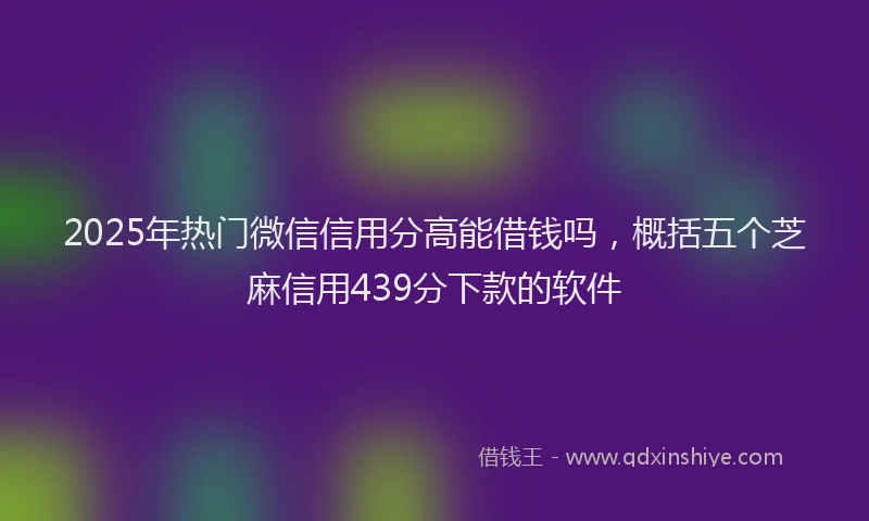 2025年热门微信信用分高能借钱吗,概括五个芝麻信用439分下款的软件
