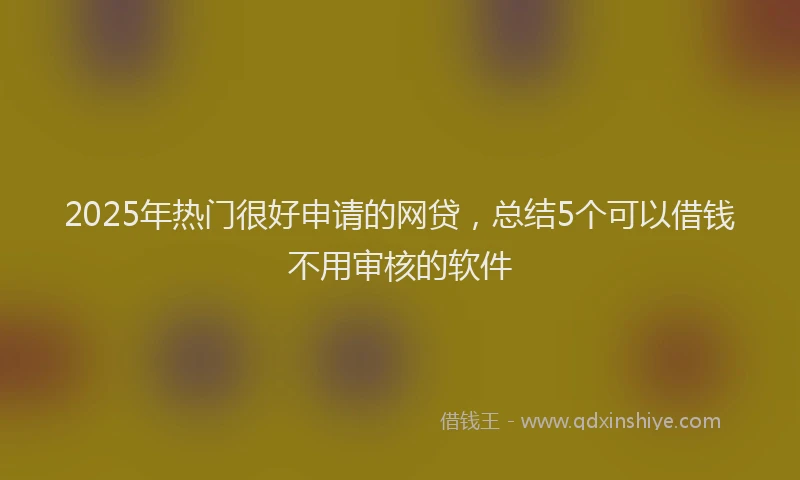 2025年热门很好申请的网贷，总结5个可以借钱不用审核的软件