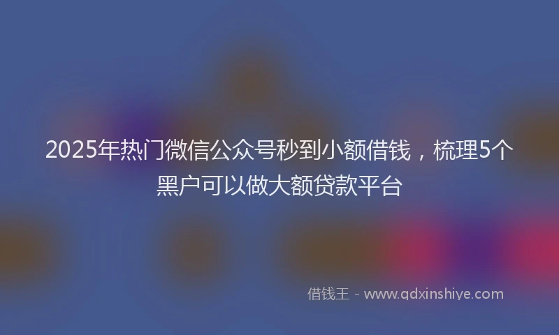 2025年热门微信公众号秒到小额借钱，梳理5个黑户可以做大额贷款平台