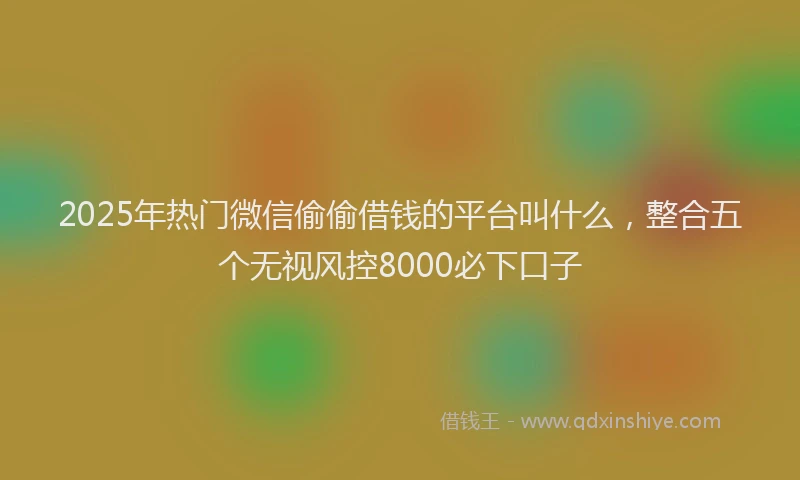 2025年热门微信偷偷借钱的平台叫什么，整合五个无视风控8000必下口子