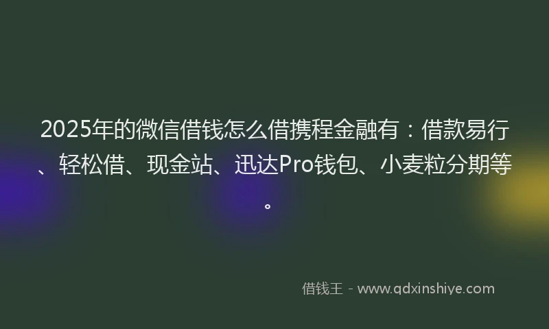2025年的微信借钱怎么借携程金融有：借款易行、轻松借、现金站、迅达Pro钱包、小麦粒分期等。