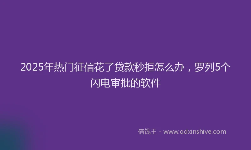 2025年热门征信花了贷款秒拒怎么办，罗列5个闪电审批的软件