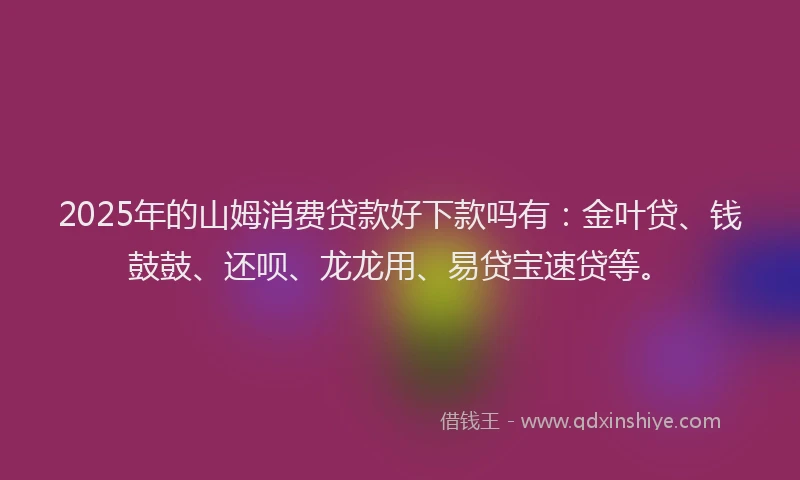 2025年的山姆消费贷款好下款吗有：金叶贷、钱鼓鼓、还呗、龙龙用、易贷宝速贷等。