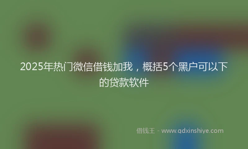 2025年热门微信借钱加我，概括5个黑户可以下的贷款软件