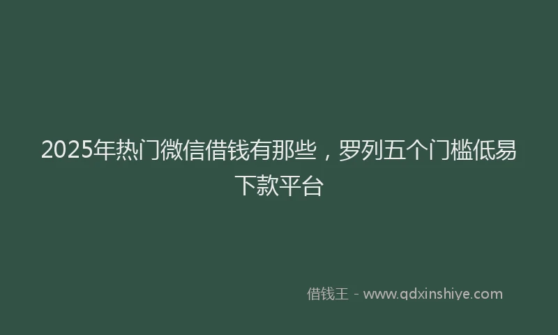 2025年热门微信借钱有那些，罗列五个门槛低易下款平台
