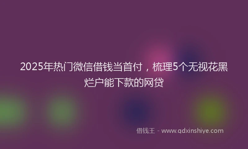 2025年热门微信借钱当首付，梳理5个无视花黑烂户能下款的网贷