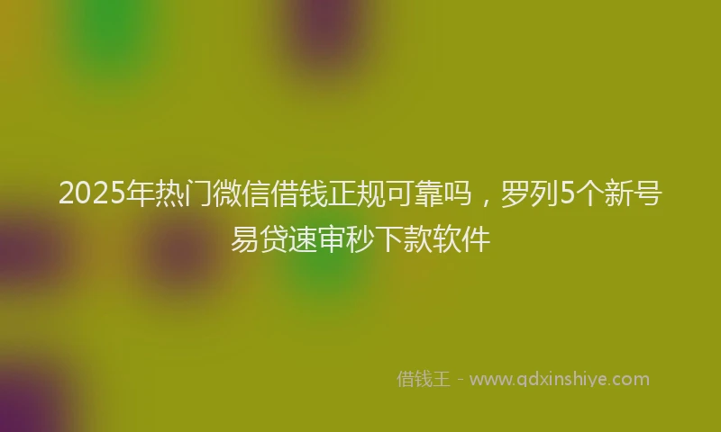 2025年热门微信借钱正规可靠吗，罗列5个新号易贷速审秒下款软件