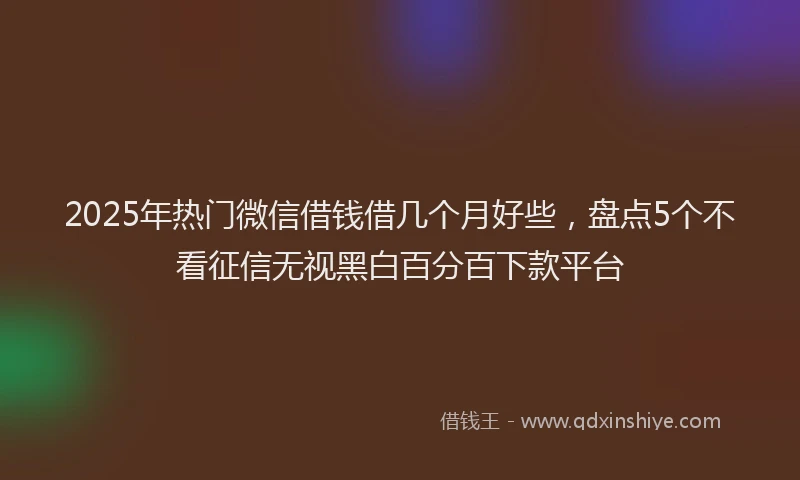2025年热门微信借钱借几个月好些，盘点5个不看征信无视黑白百分百下款平台