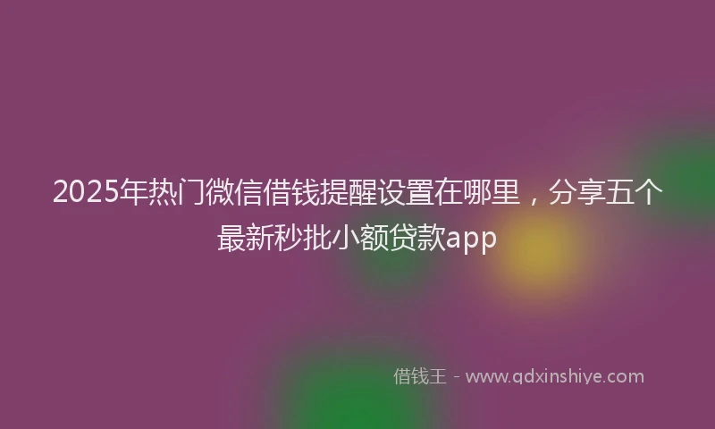2025年热门微信借钱提醒设置在哪里，分享五个最新秒批小额贷款app