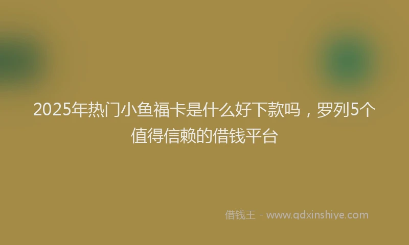 2025年热门小鱼福卡是什么好下款吗，罗列5个值得信赖的借钱平台