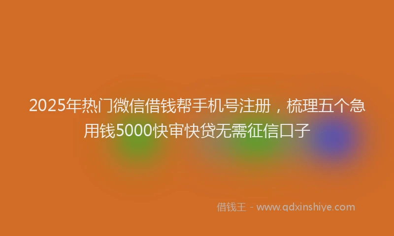 2025年热门微信借钱帮手机号注册，梳理五个急用钱5000快审快贷无需征信口子