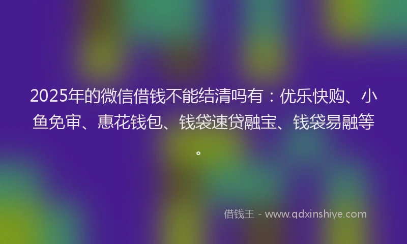 2025年的微信借钱不能结清吗有：优乐快购、小鱼免审、惠花钱包、钱袋速贷融宝、钱袋易融等。