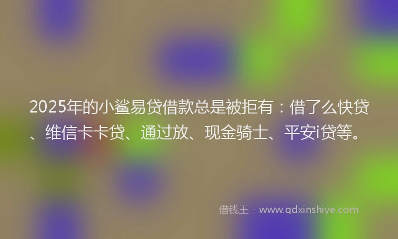 2025年的小鲨易贷借款总是被拒有：借了么快贷、维信卡卡贷、通过放、现金骑士、平安i贷等。