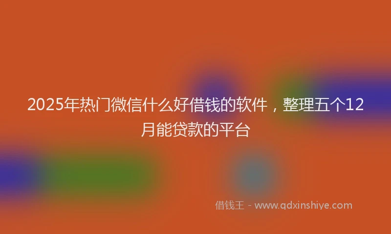 2025年热门微信什么好借钱的软件，整理五个12月能贷款的平台