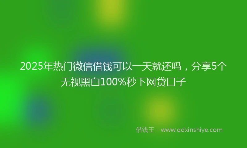 2025年热门微信借钱可以一天就还吗，分享5个无视黑白100%秒下网贷口子