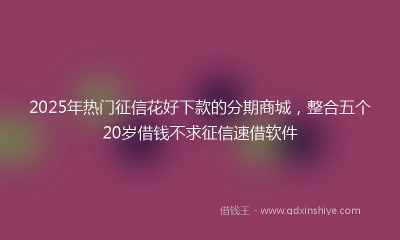 2025年热门征信花好下款的分期商城，整合五个20岁借钱不求征信速借软件