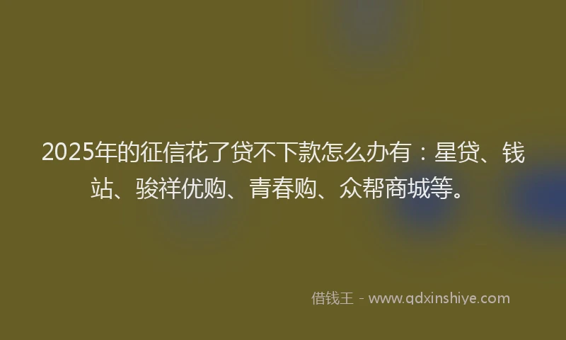 2025年的征信花了贷不下款怎么办有：星贷、钱站、骏祥优购、青春购、众帮商城等。