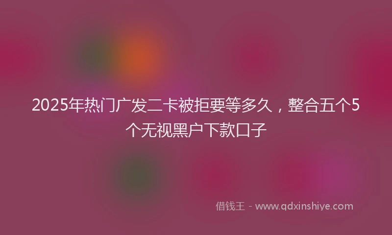 2025年热门广发二卡被拒要等多久，整合五个5个无视黑户下款口子