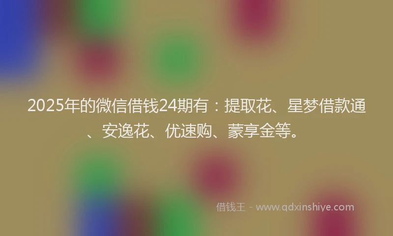 2025年的微信借钱24期有：提取花、星梦借款通、安逸花、优速购、蒙享金等。