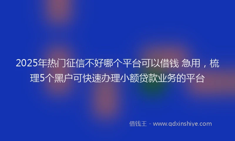 2025年热门征信不好哪个平台可以借钱 急用，梳理5个黑户可快速办理小额贷款业务的平台