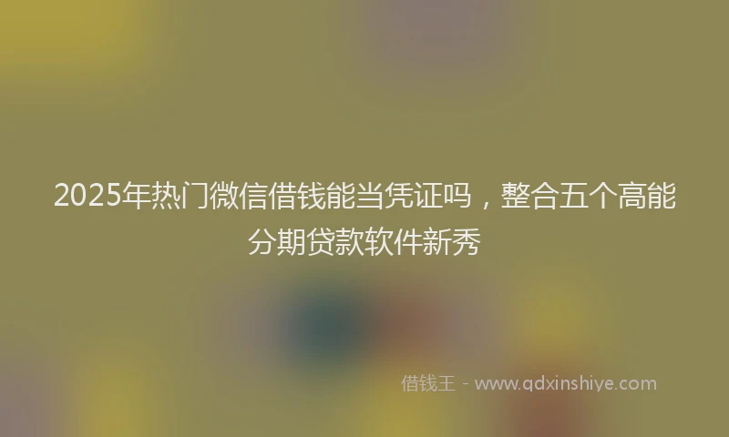 2025年热门微信借钱能当凭证吗，整合五个高能分期贷款软件新秀