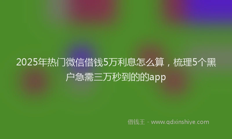 2025年热门微信借钱5万利息怎么算，梳理5个黑户急需三万秒到的的app