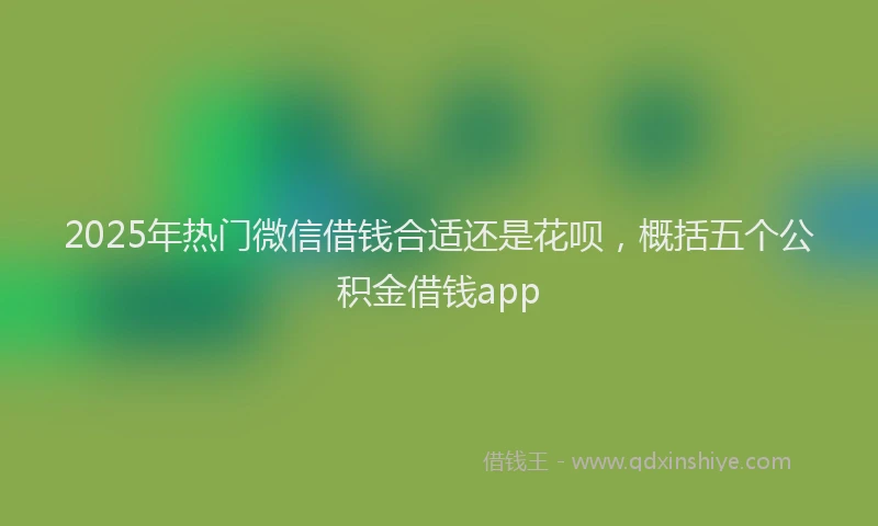 2025年热门微信借钱合适还是花呗，概括五个公积金借钱app
