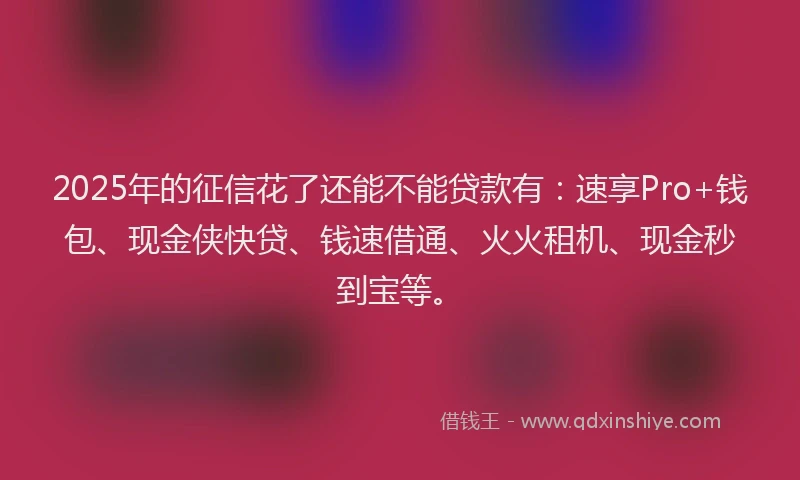 2025年的征信花了还能不能贷款有：速享Pro+钱包、现金侠快贷、钱速借通、火火租机、现金秒到宝等。