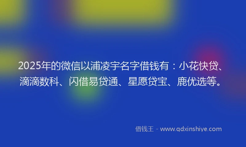 2025年的微信以浦凌宇名字借钱有：小花快贷、滴滴数科、闪借易贷通、星愿贷宝、鹿优选等。