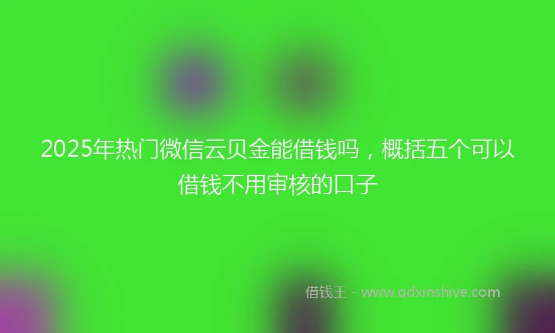 2025年热门微信云贝金能借钱吗，概括五个可以借钱不用审核的口子
