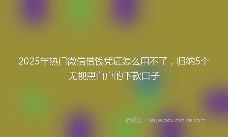 2025年热门微信借钱凭证怎么用不了，归纳5个无视黑白户的下款口子
