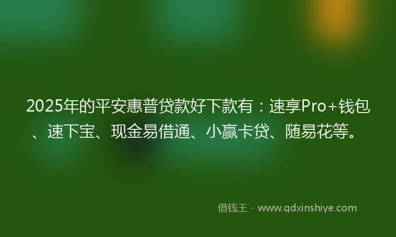 2025年的平安惠普贷款好下款有：速享Pro+钱包、速下宝、现金易借通、小赢卡贷、随易花等。